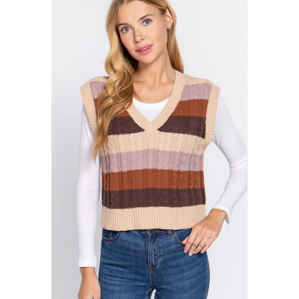 3 PACK SLEEVELESS CABLE KNIT VEST
